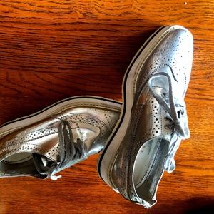 PRADA brogues size 6-6.5 silver